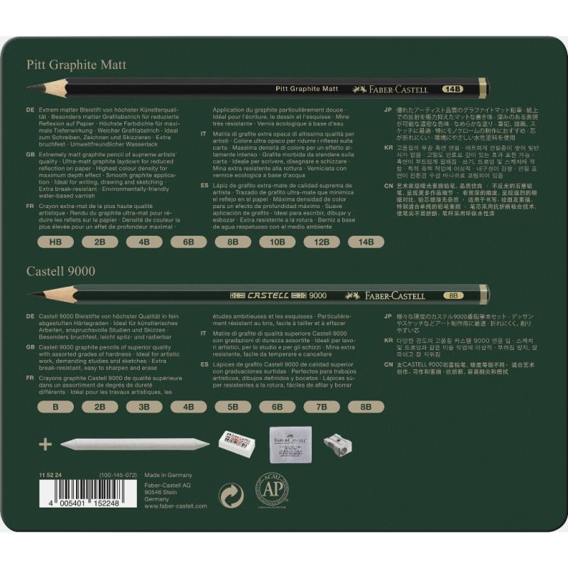 Faber-Castell Pitt Graphite Matt & Castell 9000 20er Metalletui